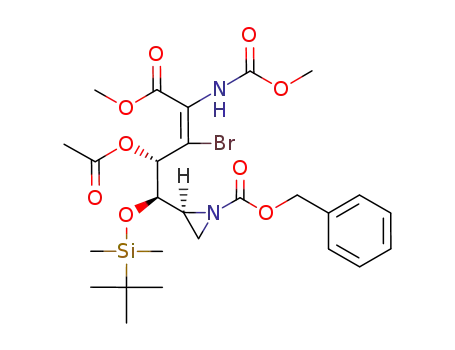 (2Z,4R,5R) methyl 4-acetoxy-5-[(2S)-N-(benzoxycarbonyl)aziridin-2-yl]-3-bromo-5-[(tert-butyldimethylsilyl)oxy]-2-[N-(methoxycarbonyl)amino]-2-pentenoate