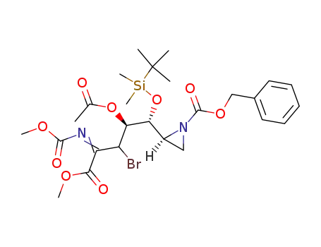 (4R,5R) methyl 4-acetoxy-5-[(tert-butyldimethylsilyl)oxy]-5-[(2S)-N-(benzoxycarbonyl)aziridin-2-yl]-3-bromo-2-[N-(methoxycarbonyl)imino]pentanoate