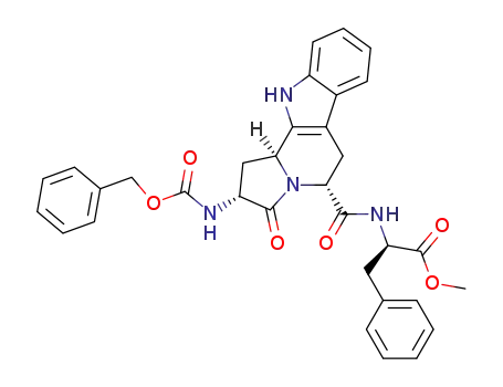 (R)-2-[((2R,5R,11bS)-2-Benzyloxycarbonylamino-3-oxo-2,3,5,6,11,11b-hexahydro-1H-indolizino[8,7-b]indole-5-carbonyl)-amino]-3-phenyl-propionic acid methyl ester