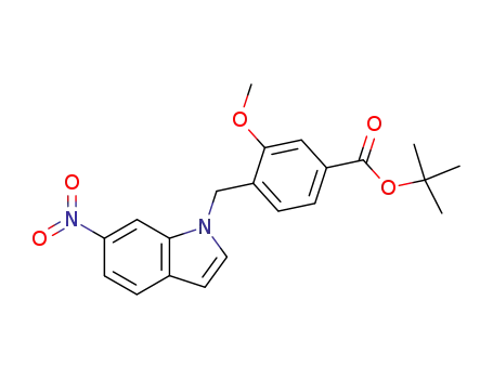 Molecular Structure of 104436-92-2 (tert-butyl 3-methoxy-4-<(6-nitroindol-1-yl)methyl>benzoate)
