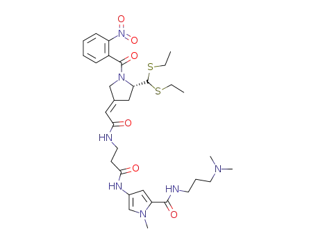 4-(3-{2-[5-(bis-ethylsulfanyl-methyl)-1-(2-nitro-benzoyl)-pyrrolidin-3-ylidene]-acetylamino}-propionylamino)-1-methyl-1<i>H</i>-pyrrole-2-carboxylic acid (3-dimethylamino-propyl)-amide