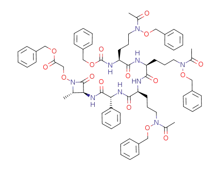 benzyl <<4(S)-methyl-3(S)-<<N<sup>5</sup>-acetyl-N<sup>5</sup>-(benzyloxy)-N<sup>2</sup>-(benzyloxycarbonyl)-L-ornithyl-N<sup>5</sup>-acetyl-N<sup>5</sup>-(benzyloxy)-L-ornithyl-N<sup>5</sup>-acetyl-N<sup>5</sup>-(benzyloxy)-L-ornithyl-D-phenylglycyl>amino>-2-oxo-1-azetidinyl>oxy>acetate