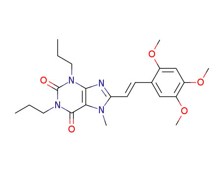 Molecular Structure of 147700-54-7 (7-methyl-1,3-dipropyl-8-[(E)-2-(2,4,5-trimethoxyphenyl)ethenyl]-3,7-dihydro-1H-purine-2,6-dione)