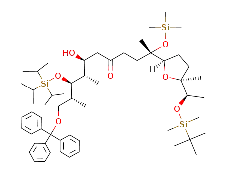[2S,2(2R,5S,5(1R)),7S,8S,9R,10R]-7-hydroxy-9-triisopropylsilyloxy-8,10-dimethyl-2-[5-methyl-5-(1-(t-butyldimethylsilyloxy)-ethyl)tetrahydrofuran-2-yl]-2-trimethylsilyloxy-11-trityloxy-undecan-5-one