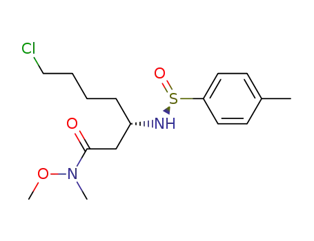 Heptanamide,
7-chloro-N-methoxy-N-methyl-3-[[(S)-(4-methylphenyl)sulfinyl]amino]-,
(3S)-