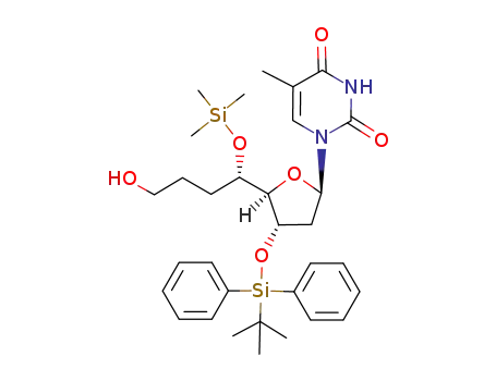 5'-O-(trimethylsilyl), 3'-O-(t-butyldiphenylsilyl)-(5S)'-C-(propan-1-ol)-thymidine