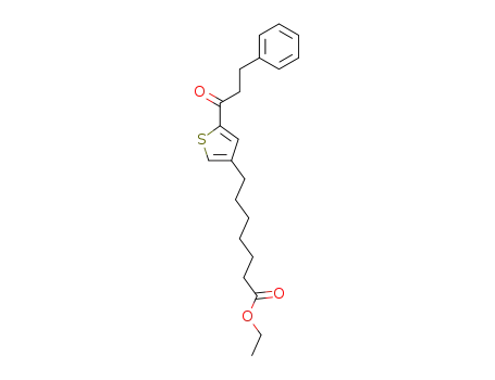 Molecular Structure of 142422-85-3 (3-Thiopheneheptanoic acid, 5-(1-oxo-3-phenylpropyl)-, ethyl ester)