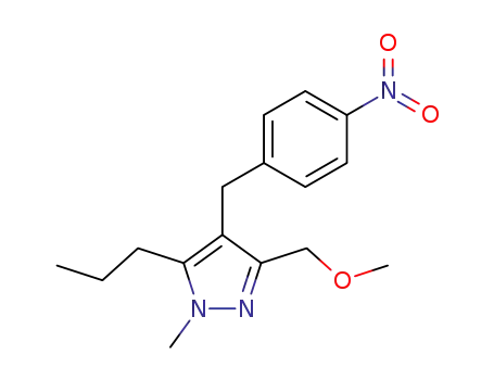 Molecular Structure of 161463-24-7 (1H-Pyrazole,
3-(methoxymethyl)-1-methyl-4-[(4-nitrophenyl)methyl]-5-propyl-)