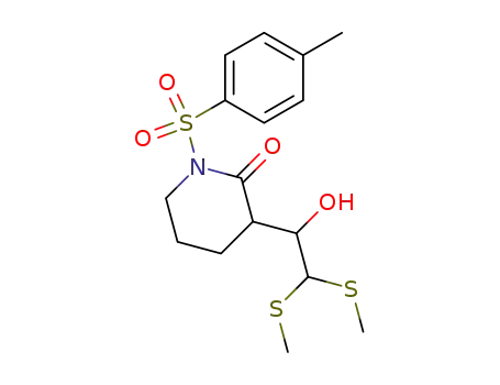3-(1-hydroxy-2,2-bis(methylsulfanyl)ethyl)-1-(toluene-4-sulfonyl)-piperidin-2-one