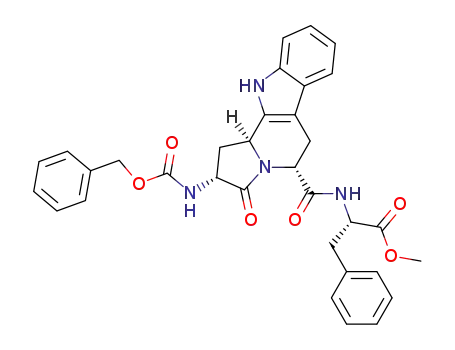 (S)-2-[((2R,5R,11bS)-2-Benzyloxycarbonylamino-3-oxo-2,3,5,6,11,11b-hexahydro-1H-indolizino[8,7-b]indole-5-carbonyl)-amino]-3-phenyl-propionic acid methyl ester