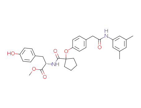 Molecular Structure of 328236-05-1 ((S)-2-[(1-{4-[(3,5-Dimethyl-phenylcarbamoyl)-methyl]-phenoxy}-cyclopentanecarbonyl)-amino]-3-(4-hydroxy-phenyl)-propionic acid methyl ester)