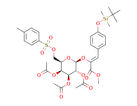 methyl (Z)-2-(6'-O-p-toluenesulfonyl-2',3',4',6'-tetra-O-acetyl-β-D-galactopyranosyloxy)-3-p-t-butyldimethylsilyloxyphenylacrylate