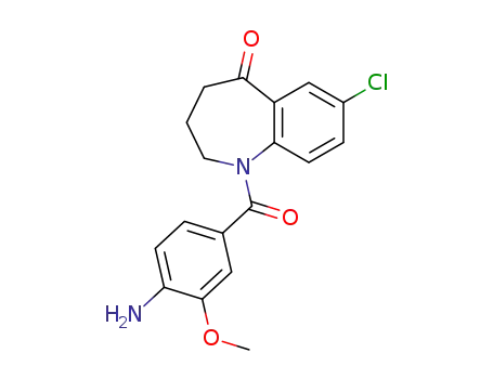 Molecular Structure of 137982-87-7 (1-(4-amino-3-methoxybenzoyl)-7-chloro-5-oxo-2,3,4,5-tetrahydro-1H-1-benzazepine)