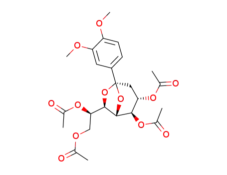 Molecular Structure of 325794-15-8 (Acetic acid (1S,2R,3S,5R,7R)-2-acetoxy-7-((R)-1,2-diacetoxy-ethyl)-5-(3,4-dimethoxy-phenyl)-6,8-dioxa-bicyclo[3.2.1]oct-3-yl ester)