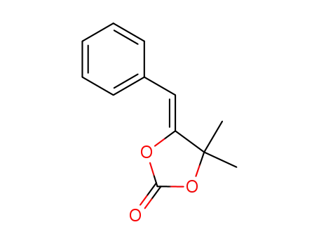 Molecular Structure of 220788-87-4 (1,3-Dioxolan-2-one, 4,4-dimethyl-5-(phenylmethylene)-, (5Z)-)