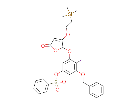 5-(5-benzenesulfonyloxy-3-benzyloxy-2-iodophenoxy)-4-((trimethylsilyl)eth-1-oxy)-2(5H)furanone