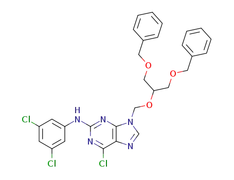 Molecular Structure of 163020-64-2 (2-(3,5-dichloroanilino)-6-chloro-9-<<1,3-bis(benzyloxy)-2-propoxy>methyl>purine)