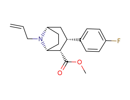Molecular Structure of 127648-29-7 (8-AZABICYCLO(3.2.1)OCTANE-2-CARBOXYLIC ACID, 3-(4-FLUOROPHENYL)-8-(2-PROPENYL)-, METHYL ESTER, (R-(EXO, EXO))-)
