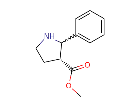 Molecular Structure of 95683-62-8 (3-Pyrrolidinecarboxylic acid, 2-phenyl-, methyl ester)