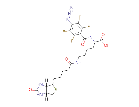 Molecular Structure of 165898-22-6 (2-(4-azido-2,3,5,6-tetrafluorobenzamido)-6-[5-(hexahydro-2-oxo-1H-thieno[3,4-d]imidazol-6-yl)pentanamido]hexanoic acid)