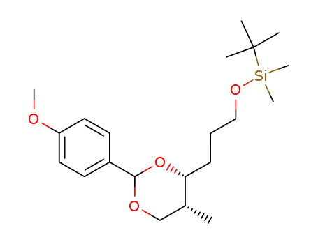 Molecular Structure of 479673-49-9 (Silane,
(1,1-dimethylethyl)[3-[(4R,5R)-2-(4-methoxyphenyl)-5-methyl-1,3-dioxan
-4-yl]propoxy]dimethyl-)