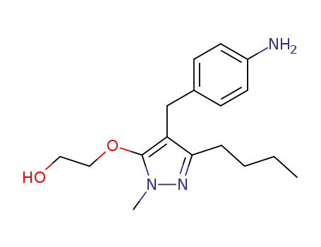 Molecular Structure of 137861-19-9 (Ethanol,
2-[[4-[(4-aminophenyl)methyl]-3-butyl-1-methyl-1H-pyrazol-5-yl]oxy]-)