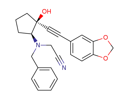 (+/-)-cis-2-<N-Benzyl-N-(cyanomethyl)amino>-1-<2-(1,3-benzodioxol-5-yl)ethynyl>cyclopentanol