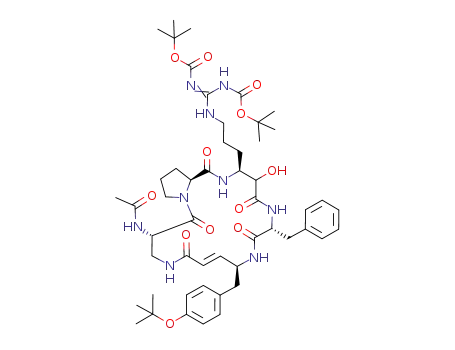 (2S,5S,11S,14R,17(R,S),18S)-N-<11-<4-(tert-butyloxy)benzyl>-14-benzyl-17-hydroxy-18-<<<<(tert-butyloxycarbonyl)imino><(tert-butyloxycarbonyl)amino>methyl>amino>propyl>-4,8,13,16,20-pentaoxo-2,3,4,5,6,7,8,11,12,13,14,15,16,17,18,19,20,20a-octadeca...