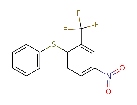 Molecular Structure of 3833-18-9 (Benzene, 4-nitro-1-(phenylthio)-2-(trifluoromethyl)-)