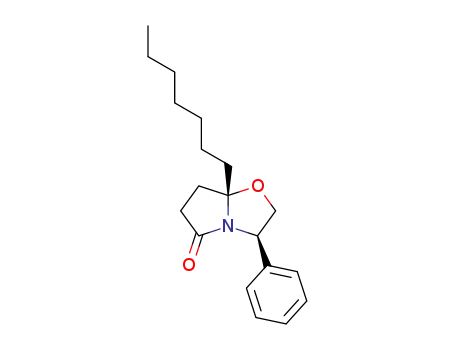Molecular Structure of 132959-41-2 (Pyrrolo[2,1-b]oxazol-5(6H)-one, 7a-heptyltetrahydro-3-phenyl-, (3R-cis)- (9CI))