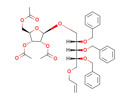 Molecular Structure of 329006-50-0 (1-O-(2,3,5-Tri-O-acetyl-β-D-ribofuranosyl)-5-O-allyl-2,3,4-tri-O-benzyl-D-ribitol)