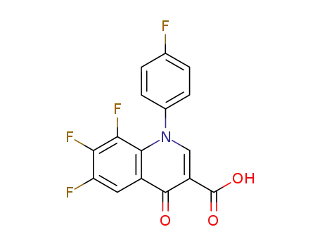 Molecular Structure of 103994-87-2 (3-Quinolinecarboxylic acid,
6,7,8-trifluoro-1-(4-fluorophenyl)-1,4-dihydro-4-oxo-)