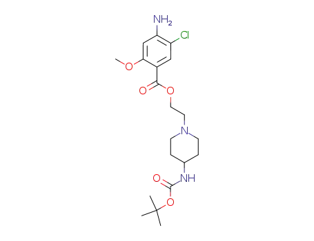 Molecular Structure of 566906-11-4 (Benzoic acid, 4-amino-5-chloro-2-methoxy-,
2-[4-[[(1,1-dimethylethoxy)carbonyl]amino]-1-piperidinyl]ethyl ester)