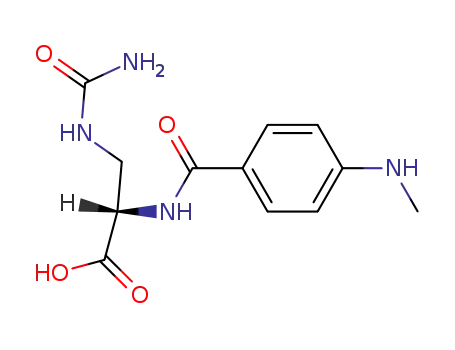 Molecular Structure of 96846-06-9 ((S)-2-(4-Methylamino-benzoylamino)-3-ureido-propionic acid)