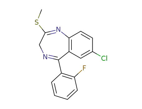 Molecular Structure of 39256-30-9 (3H-1,4-Benzodiazepine, 7-chloro-5-(2-fluorophenyl)-2-(methylthio)-)