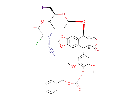 4-O-(3-azido-6iodo-4-O-chloroacetyl-2,3,6-trideoxy-β-D-ribo-hexopyranosyl)-4'-benzyloxycarbonyl-epipodophyllotoxin