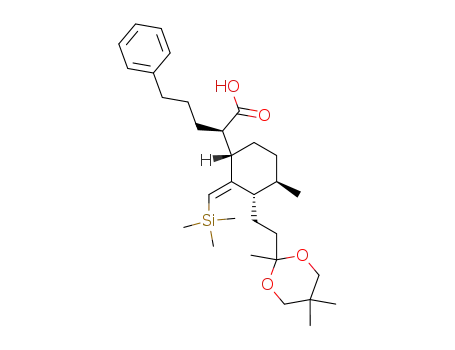 (1''S,1'''S,3''S,6''R)-(2''E)-2-<2'-<3''-(1'''-carboxy-4'''-phenylbutyl)-6''-methyl-2''-<(trimethylsilyl)methylene>cyclohexyl>ethyl>-2,5,5-trimethyl-1,3-dioxane