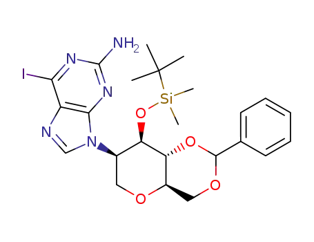 9-[(4aR,7R,8R,8aR)-8-(tert-Butyl-dimethyl-silanyloxy)-2-phenyl-hexahydro-pyrano[3,2-d][1,3]dioxin-7-yl]-6-iodo-9H-purin-2-ylamine
