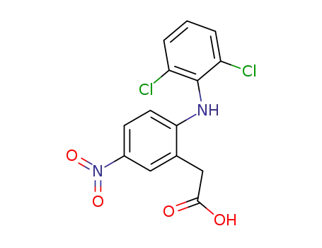 Molecular Structure of 174316-61-1 (2-(2,6-dichloroanilino)-5-nitrophenylacetic acid)