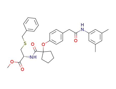 Molecular Structure of 328236-07-3 ((R)-3-Benzylsulfanyl-2-[(1-{4-[(3,5-dimethyl-phenylcarbamoyl)-methyl]-phenoxy}-cyclopentanecarbonyl)-amino]-propionic acid methyl ester)
