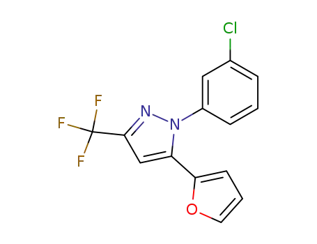 Molecular Structure of 284463-58-7 (1H-Pyrazole, 1-(3-chlorophenyl)-5-(2-furanyl)-3-(trifluoromethyl)-)