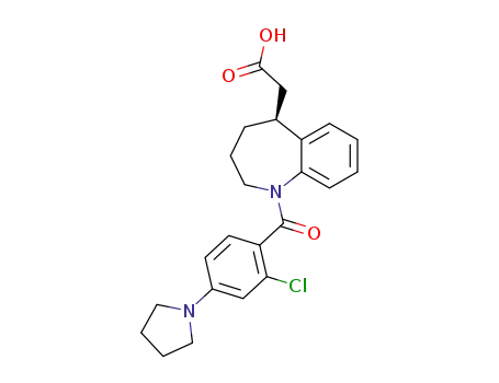 Molecular Structure of 192513-66-9 (1H-1-Benzazepine-5-acetic acid,
1-[2-chloro-4-(1-pyrrolidinyl)benzoyl]-2,3,4,5-tetrahydro-, (5S)-)