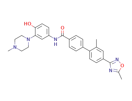 Molecular Structure of 148672-37-1 (N-[4-Hydroxy-3-(4-methyl-1-piperazinyl)phenyl]-2'-methyl-4'-(5-methyl-1,2,4-oxadiazol-3-yl)[1,1'-biphenyl]-4-carboxamide)
