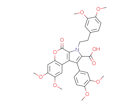 [1]Benzopyrano[3,4-b]pyrrole-2-carboxylic acid,
1-(3,4-dimethoxyphenyl)-3-[2-(3,4-dimethoxyphenyl)ethyl]-3,4-dihydro-7,
8-dimethoxy-4-oxo-