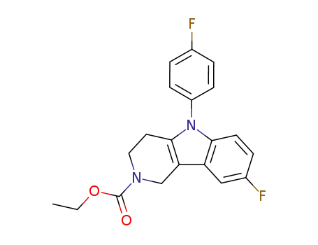 Molecular Structure of 58038-67-8 (2H-Pyrido[4,3-b]indole-2-carboxylic acid,
8-fluoro-5-(4-fluorophenyl)-1,3,4,5-tetrahydro-, ethyl ester)