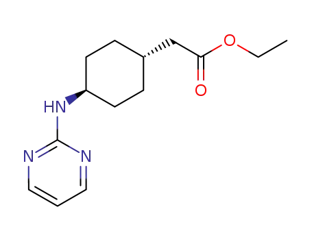 Molecular Structure of 189153-07-9 (Cyclohexaneacetic acid, 4-(2-pyrimidinylamino)-, ethyl ester, trans-)