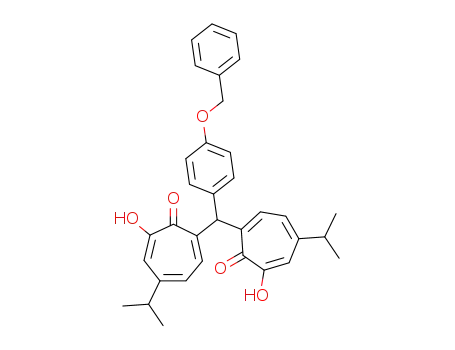 Molecular Structure of 101403-52-5 (2,4,6-Cycloheptatrien-1-one,
2,2'-[[4-(phenylmethoxy)phenyl]methylene]bis[7-hydroxy-5-(1-methylethyl
)-)