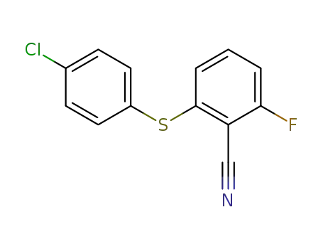 Molecular Structure of 175204-12-3 (2-FLUORO-6-(4-CHLOROPHENYLTHIO)BENZONITRILE)