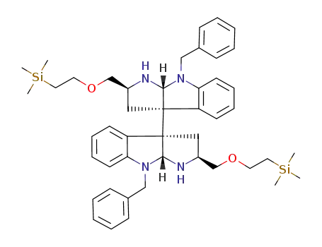 (2S,3aS,8aR,2'S,3'aS,8'aR)-8,8'-Dibenzyl-2,2'-bis-(2-trimethylsilanyl-ethoxymethyl)-2,3,8,8a,2',3',8',8'a-octahydro-1H,1'H-[3a,3'a]bi[pyrrolo[2,3-b]indolyl]