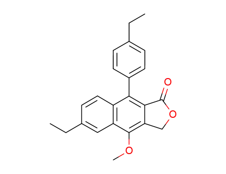 Molecular Structure of 80466-43-9 (Naphtho[2,3-c]furan-1(3H)-one, 6-ethyl-9-(4-ethylphenyl)-4-methoxy-)